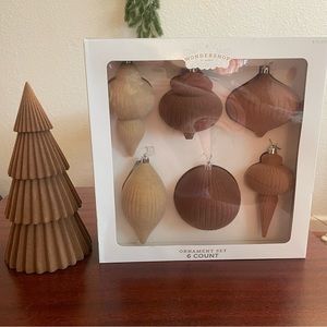 Target Wondershop Ornament Set Flocked Finial Christmas Tree and Figurine Tree